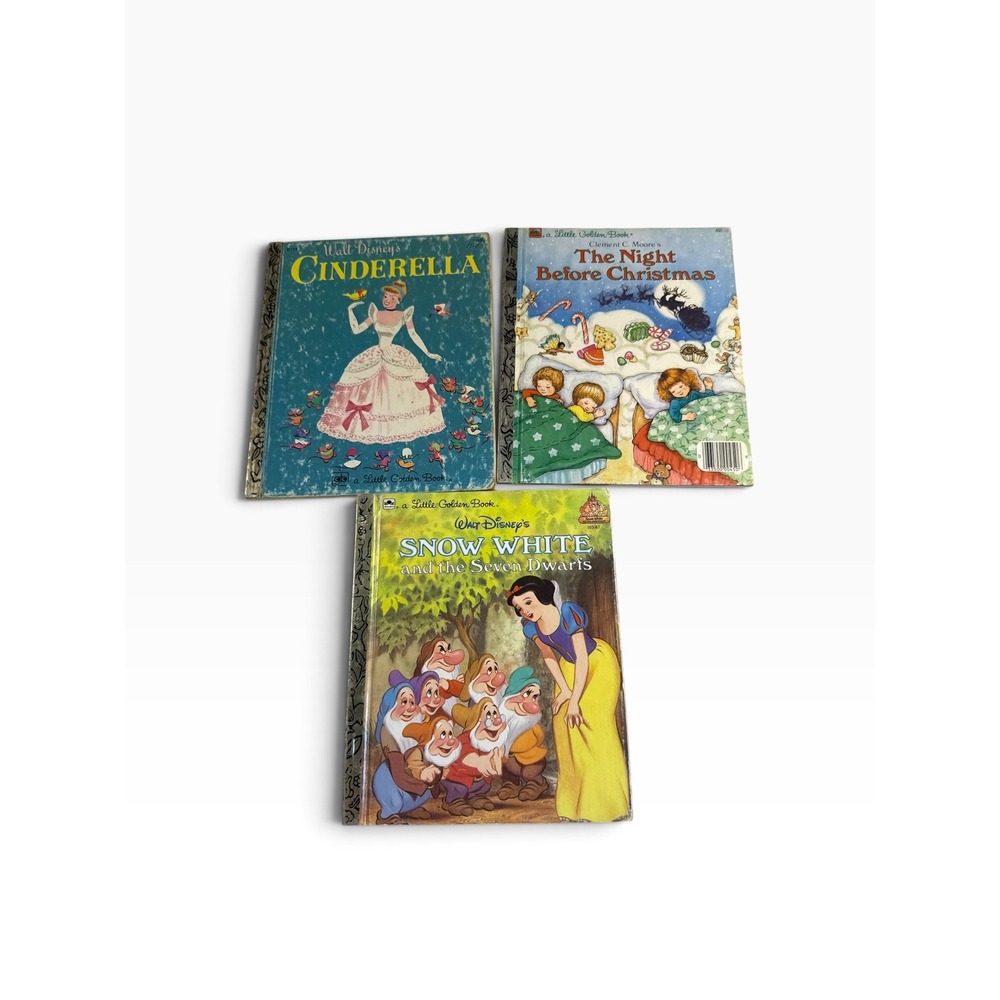 Vintage Little Golden Books Lot Cinderella Snow White Night Before Christmas 70s